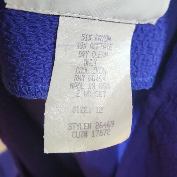 Vintage Studio I Women's Blue/Purple Textured Maxi Dress Size 12 Sleeveless Zip - Picture 6 of 7